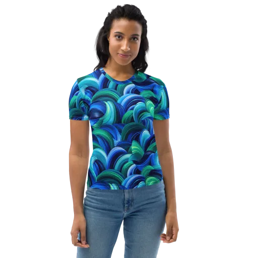 Emerald Surge on a Women's Crew Neck T-Shirt