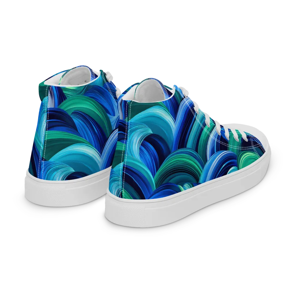 Emerald Surge on Women's High Top Canvas Shoes — Right Back