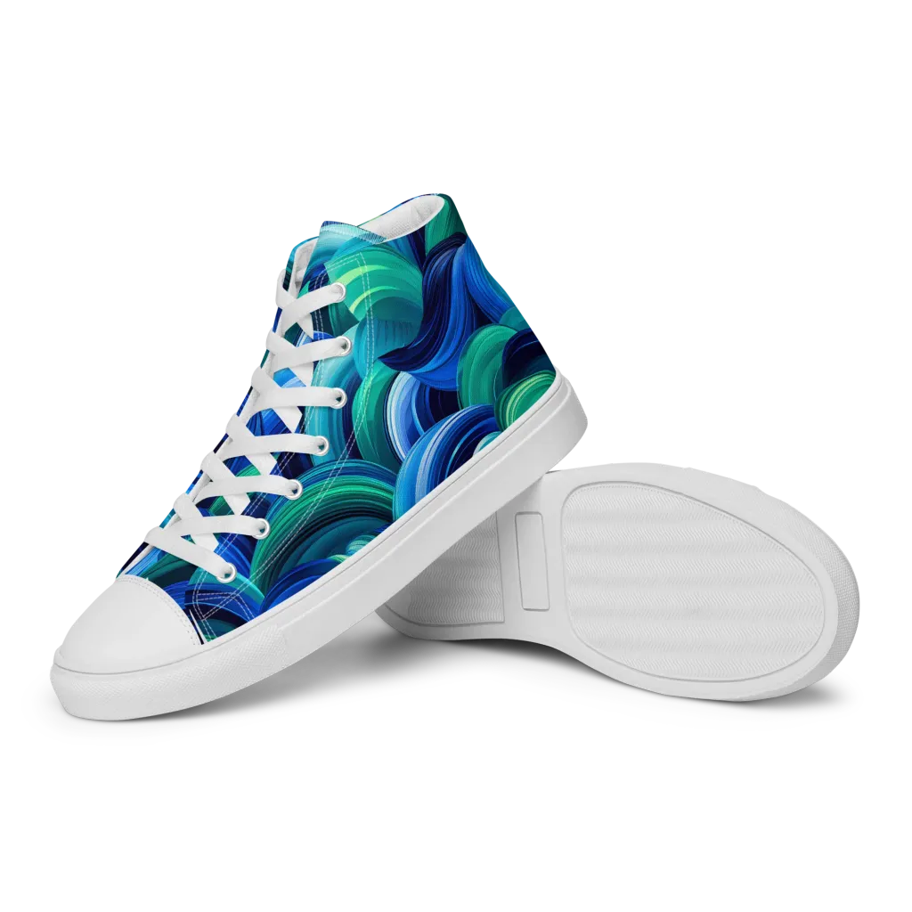 Emerald Surge on Women's High Top Canvas Shoes — Left