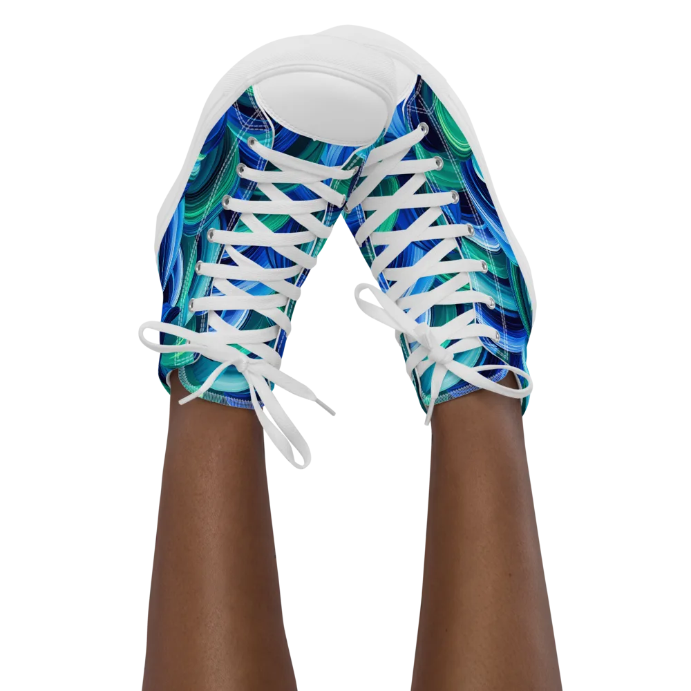 Emerald Surge on Women's High Top Canvas Shoes — Front