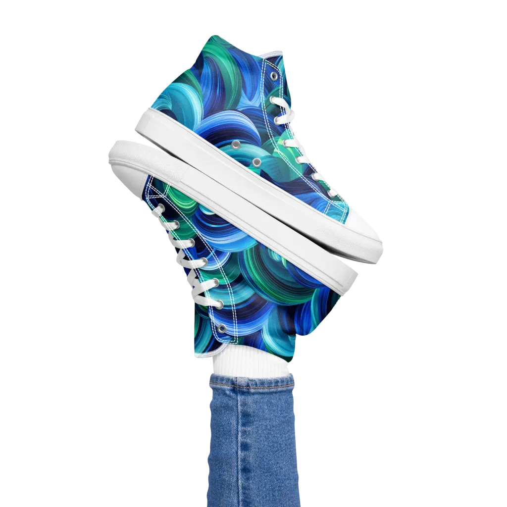 Emerald Surge on Women's High Top Canvas Shoes — Left