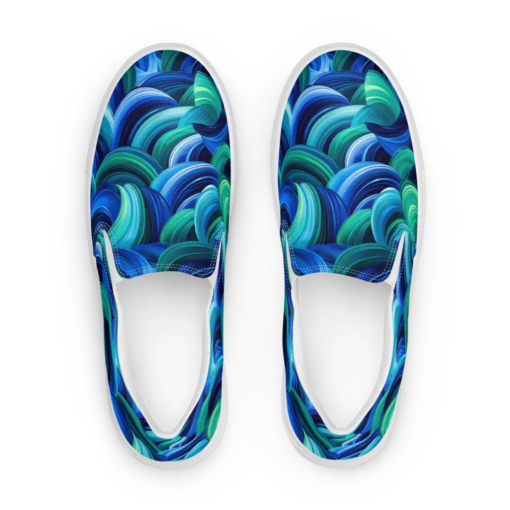 Emerald Surge on Men's Slip-On Canvas Shoes — Front