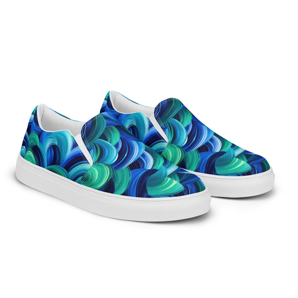 Emerald Surge on Men's Slip-On Canvas Shoes — Right Front