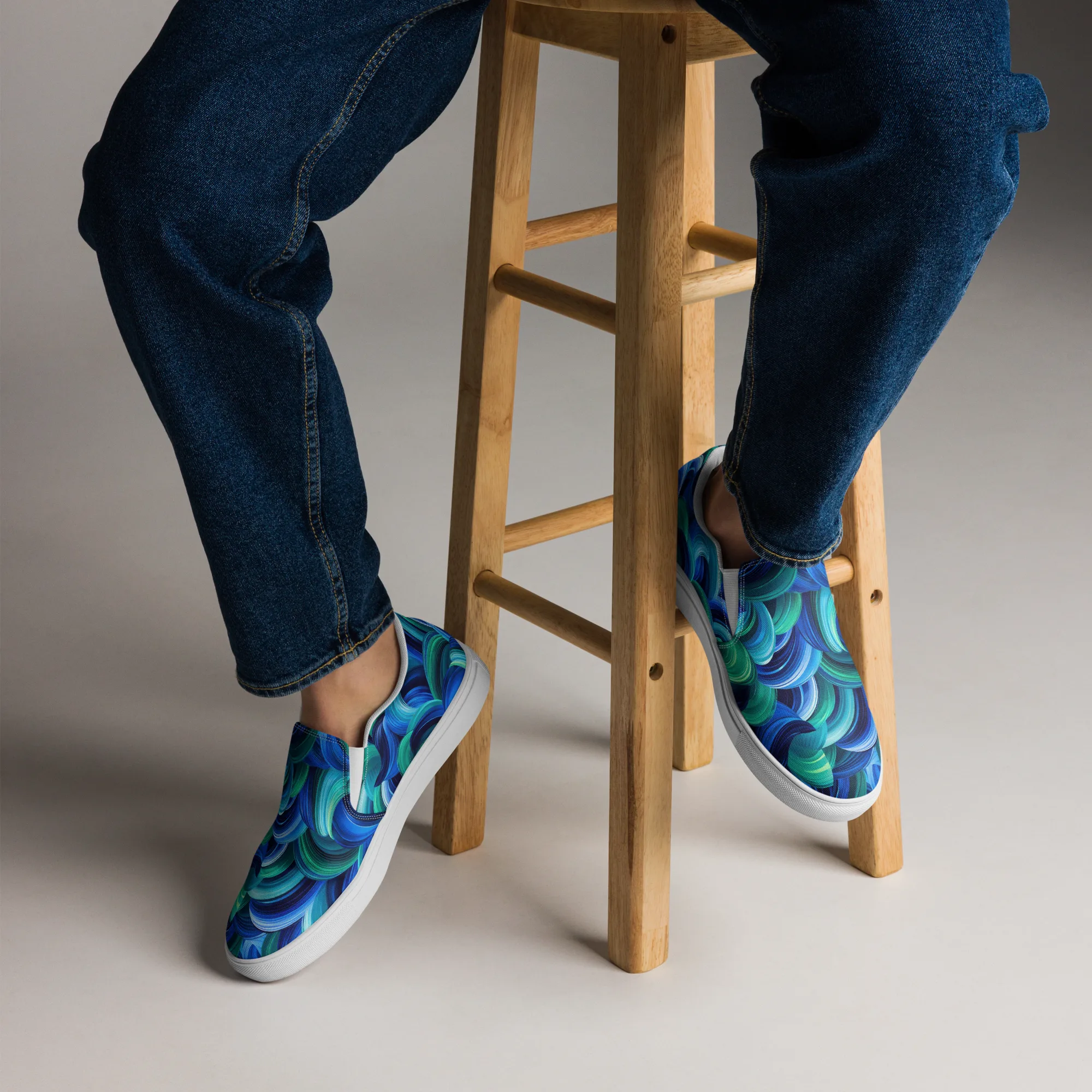 Emerald Surge on Men's Slip-On Canvas Shoes — Front