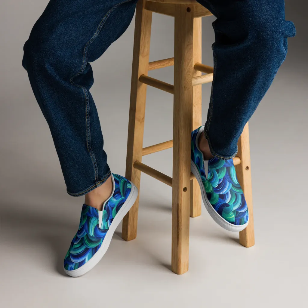 Emerald Surge on Men's Slip-On Canvas Shoes — Front
