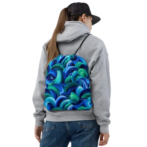 Emerald Surge on a Drawstring Bag