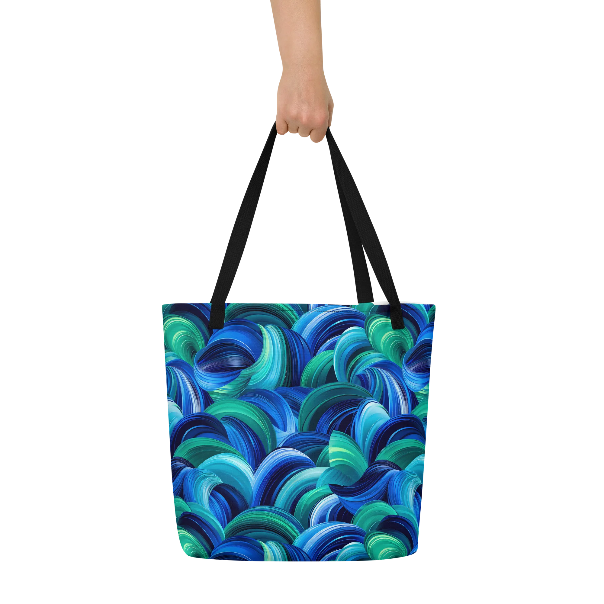 Emerald Surge on Large Tote Bag W/ Pocket — Front