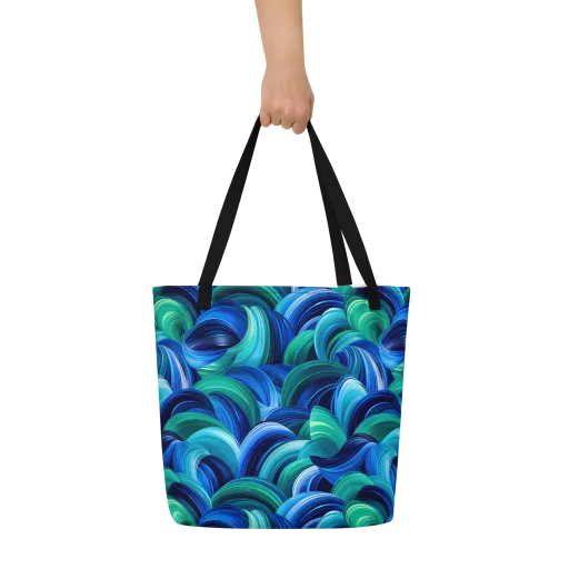 Emerald Surge on a Large Tote Bag W/ Pocket