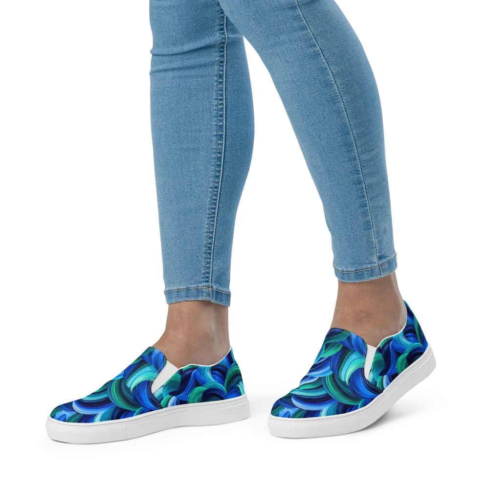 Emerald Surge on Women's Slip-On Canvas Shoes — Front