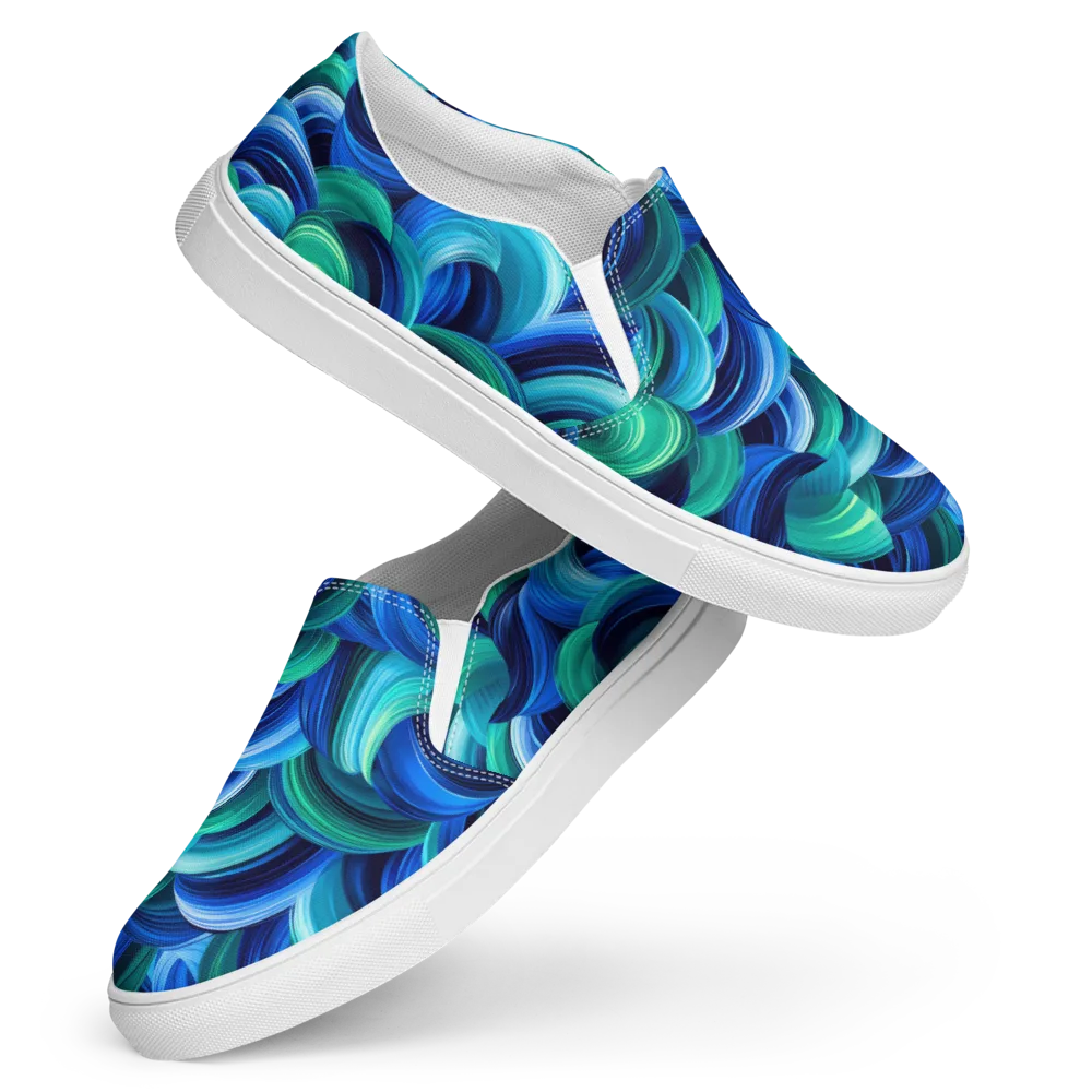 Emerald Surge on Women's Slip-On Canvas Shoes — Front