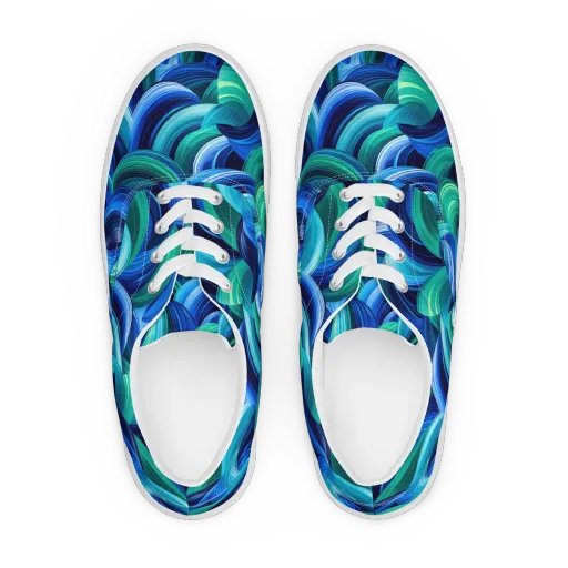 Emerald Surge on a Men's Lace-Up Canvas Shoes