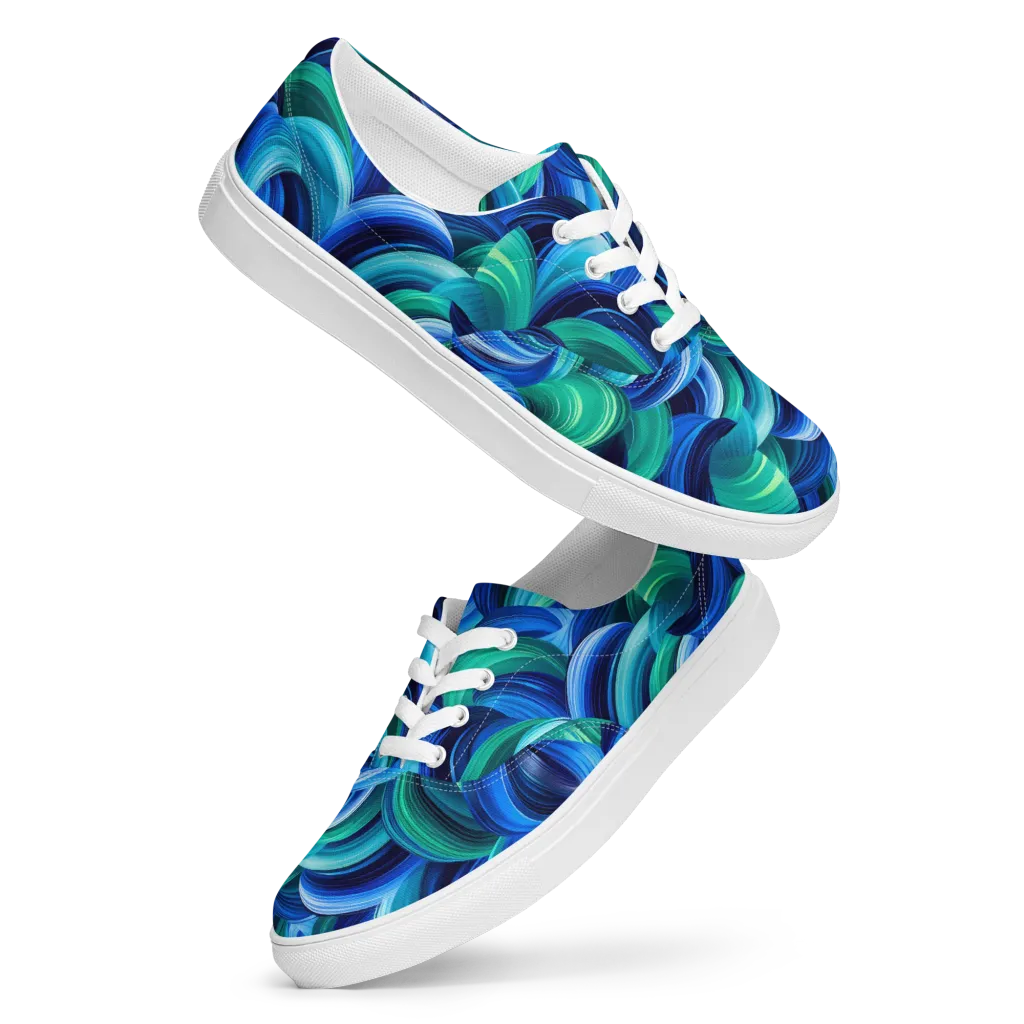 Emerald Surge on Men's Lace-Up Canvas Shoes — Front