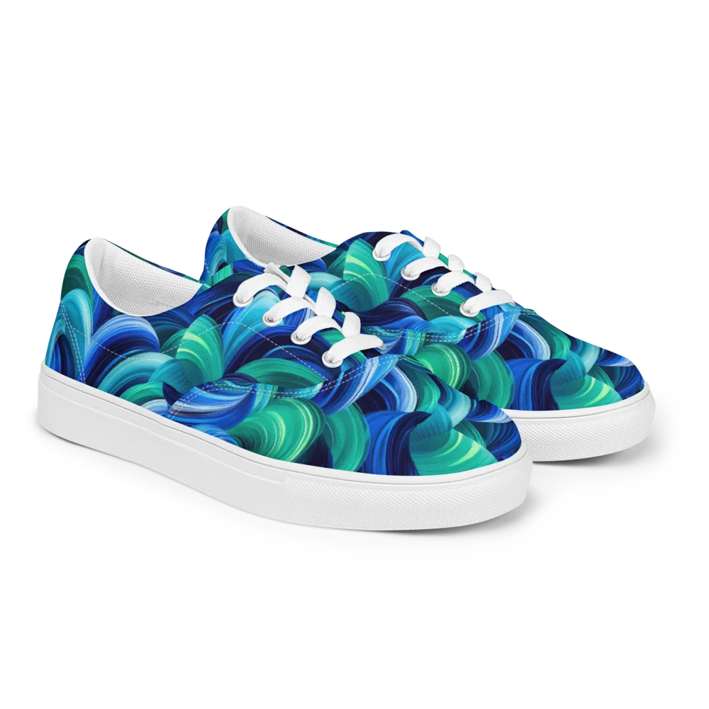 Emerald Surge on Men's Lace-Up Canvas Shoes — Right Front