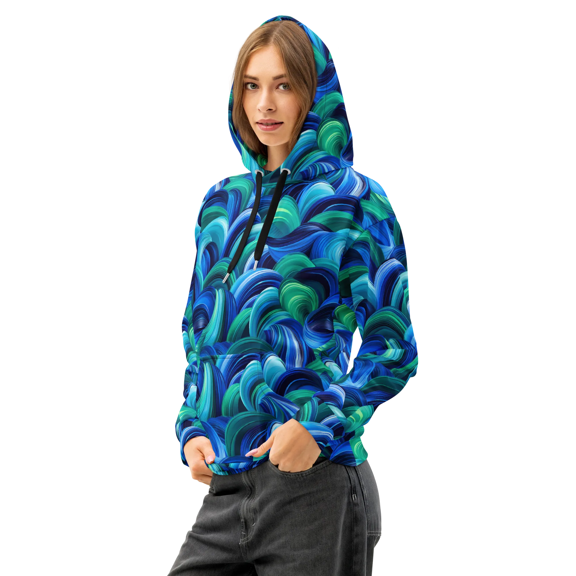 Emerald Surge on Cotton Hoodie — Left Front