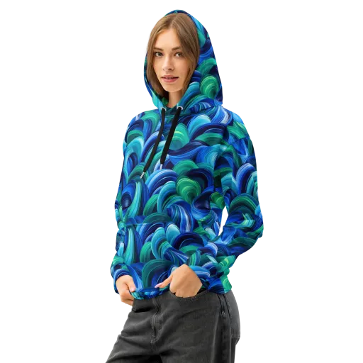 Emerald Surge on a Cotton Hoodie