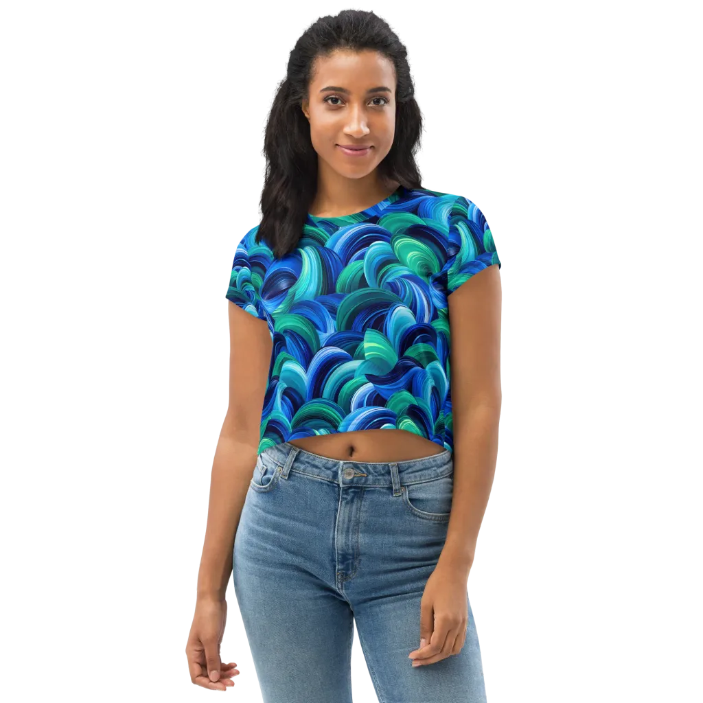 Emerald Surge on Crop Tee — Front