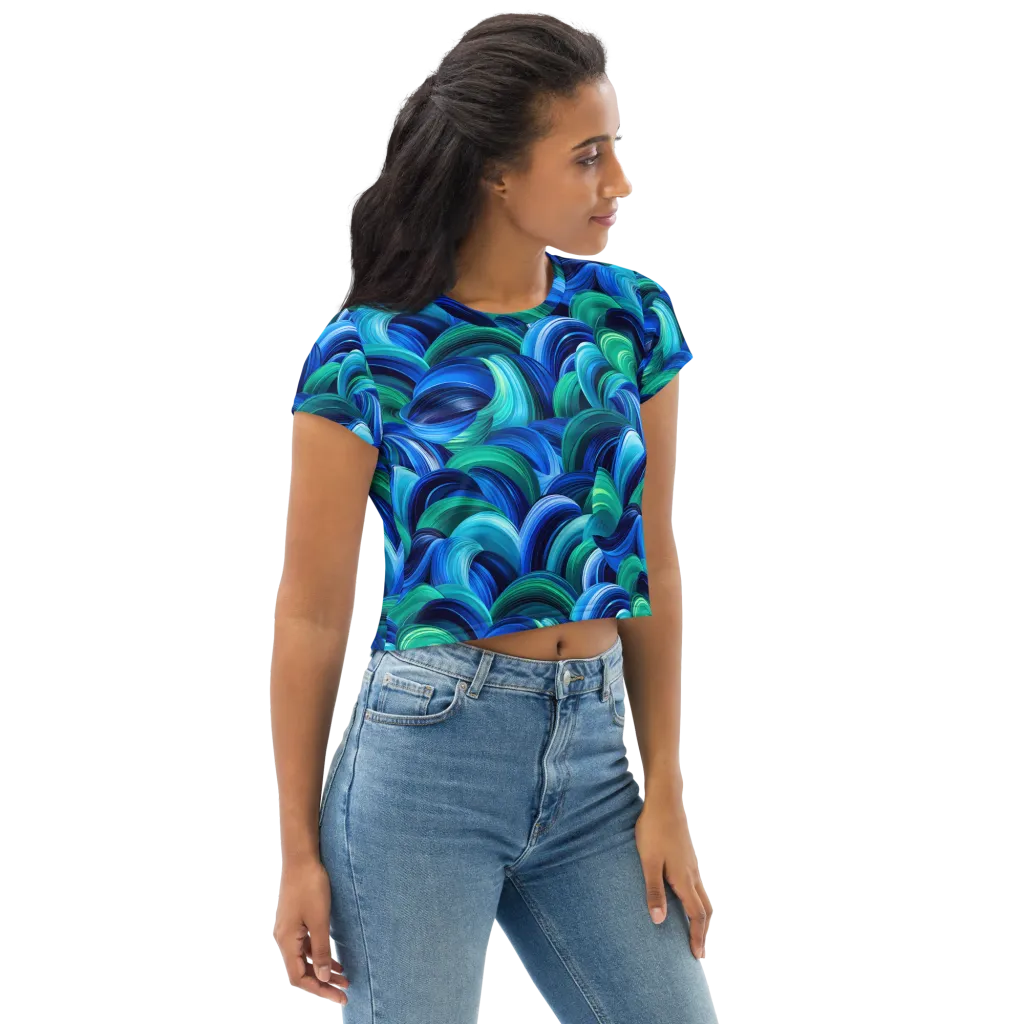 Emerald Surge on Crop Tee — Right Front