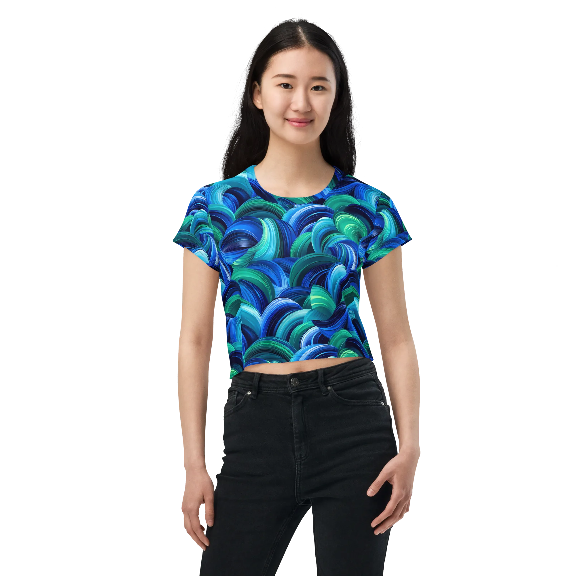 Emerald Surge on Crop Tee — Front