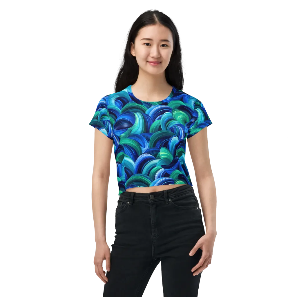 Emerald Surge on Crop Tee — Front