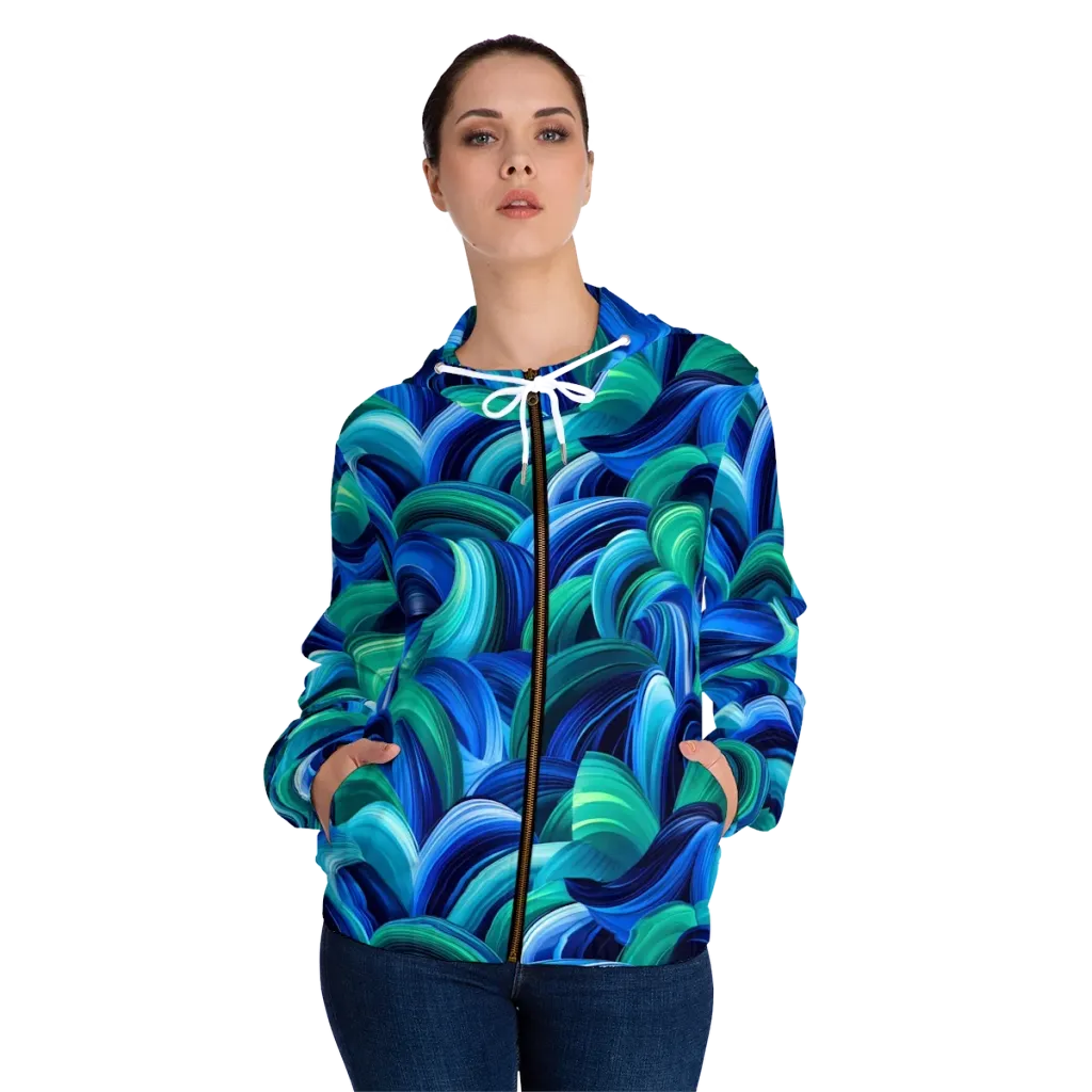 Emerald Surge on Women's Full-Zip Hoodie — Front On Person