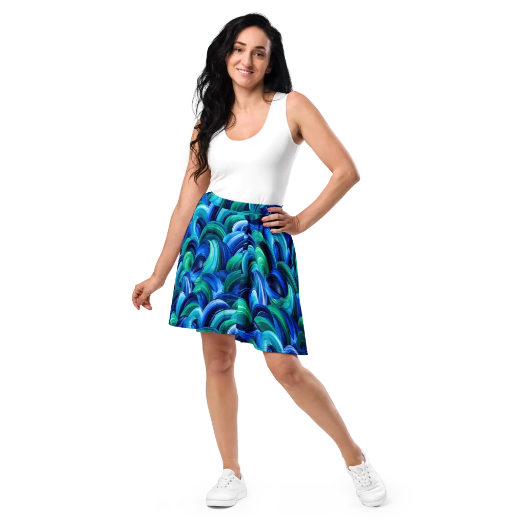 Emerald Surge on Skater Skirt — Front