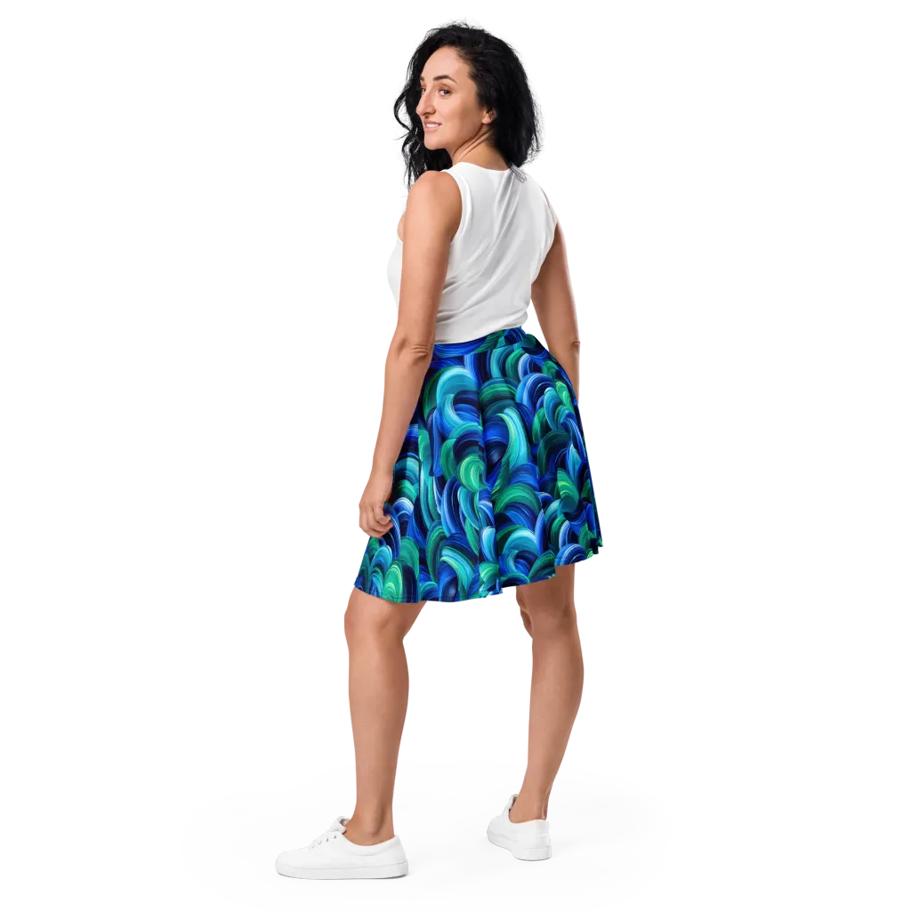 Emerald Surge on Skater Skirt — Back