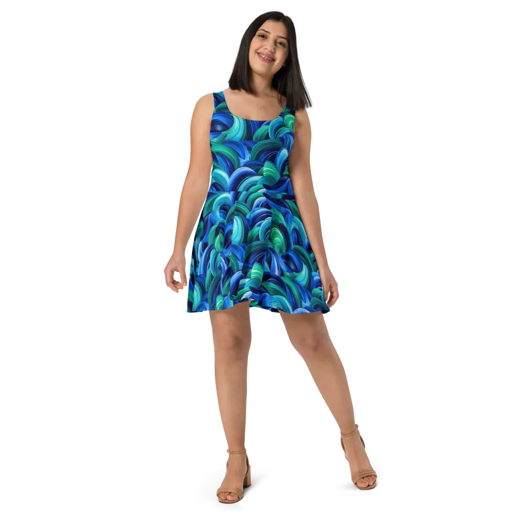 Emerald Surge on Skater Dress — Front
