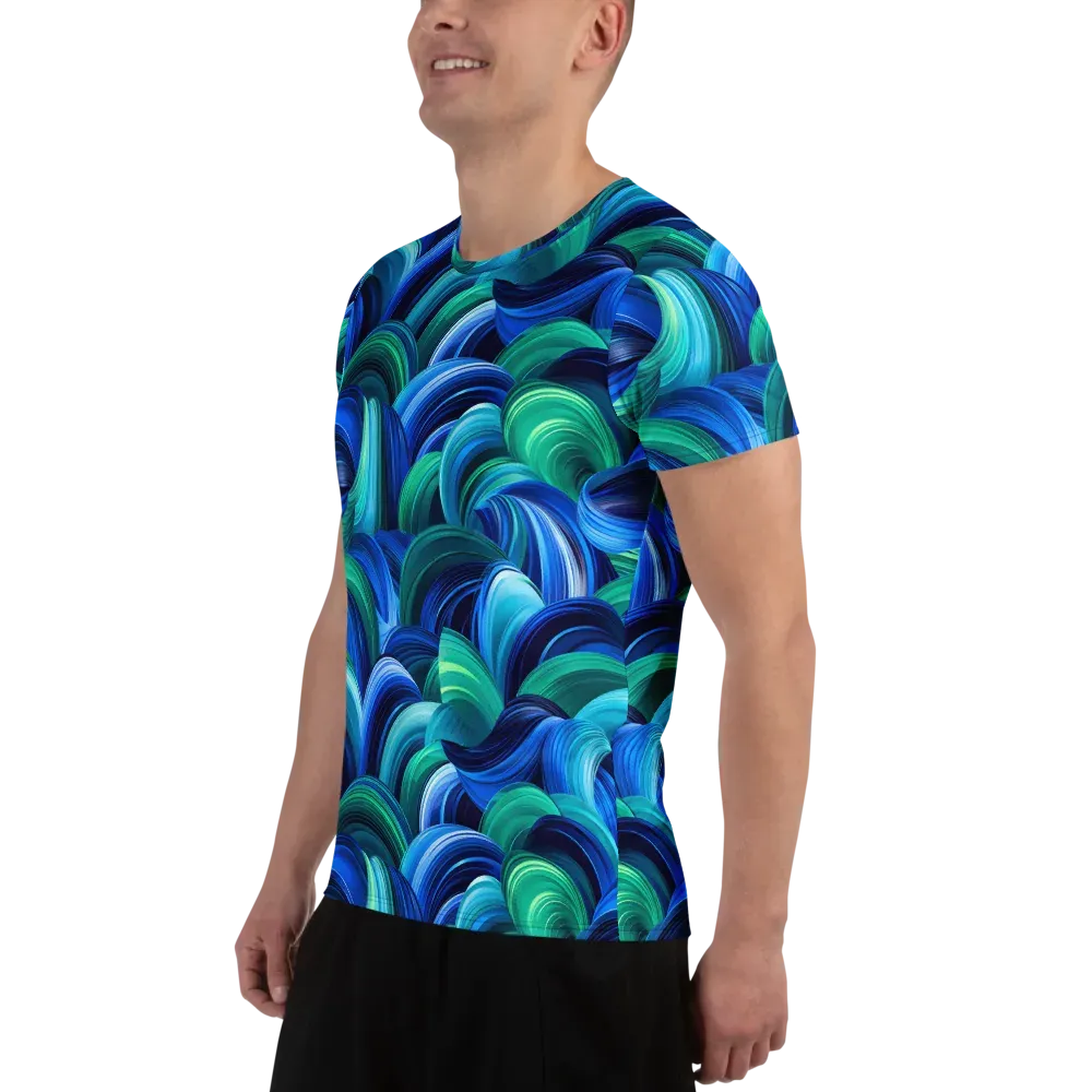 Emerald Surge on Men's Athletic T-Shirt — Left