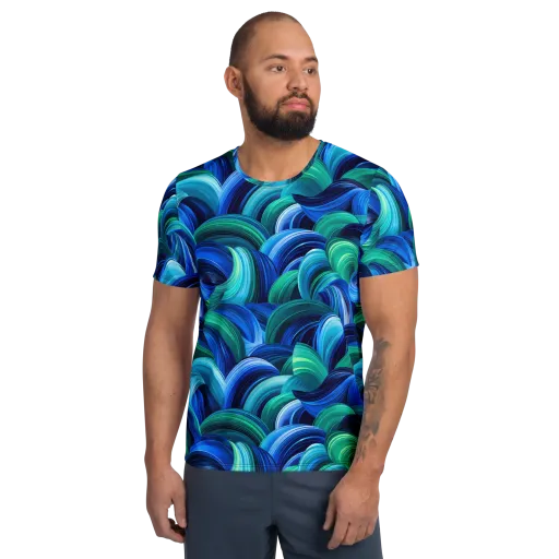 Emerald Surge on a Men's Athletic T-Shirt