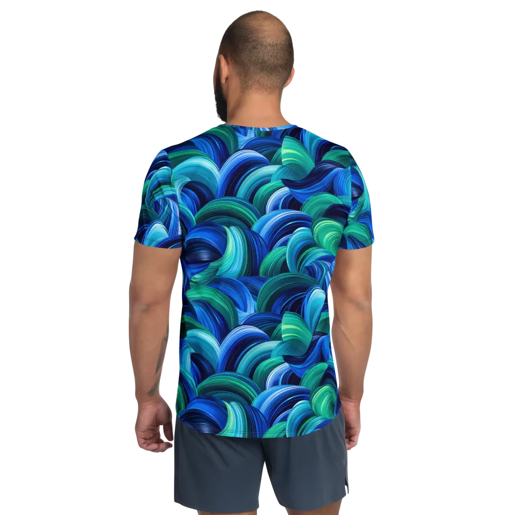Emerald Surge on Men's Athletic T-Shirt — Back