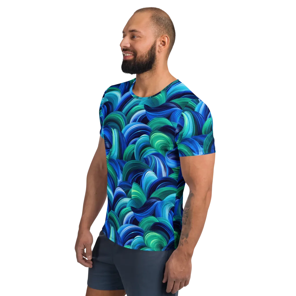 Emerald Surge on Men's Athletic T-Shirt — Left