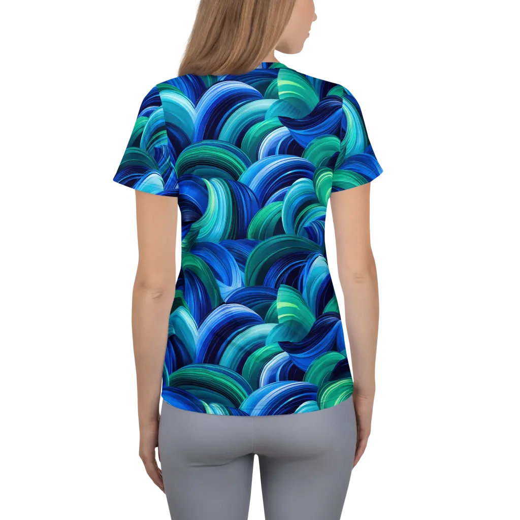 Emerald Surge on Women's Athletic T-Shirt — Back