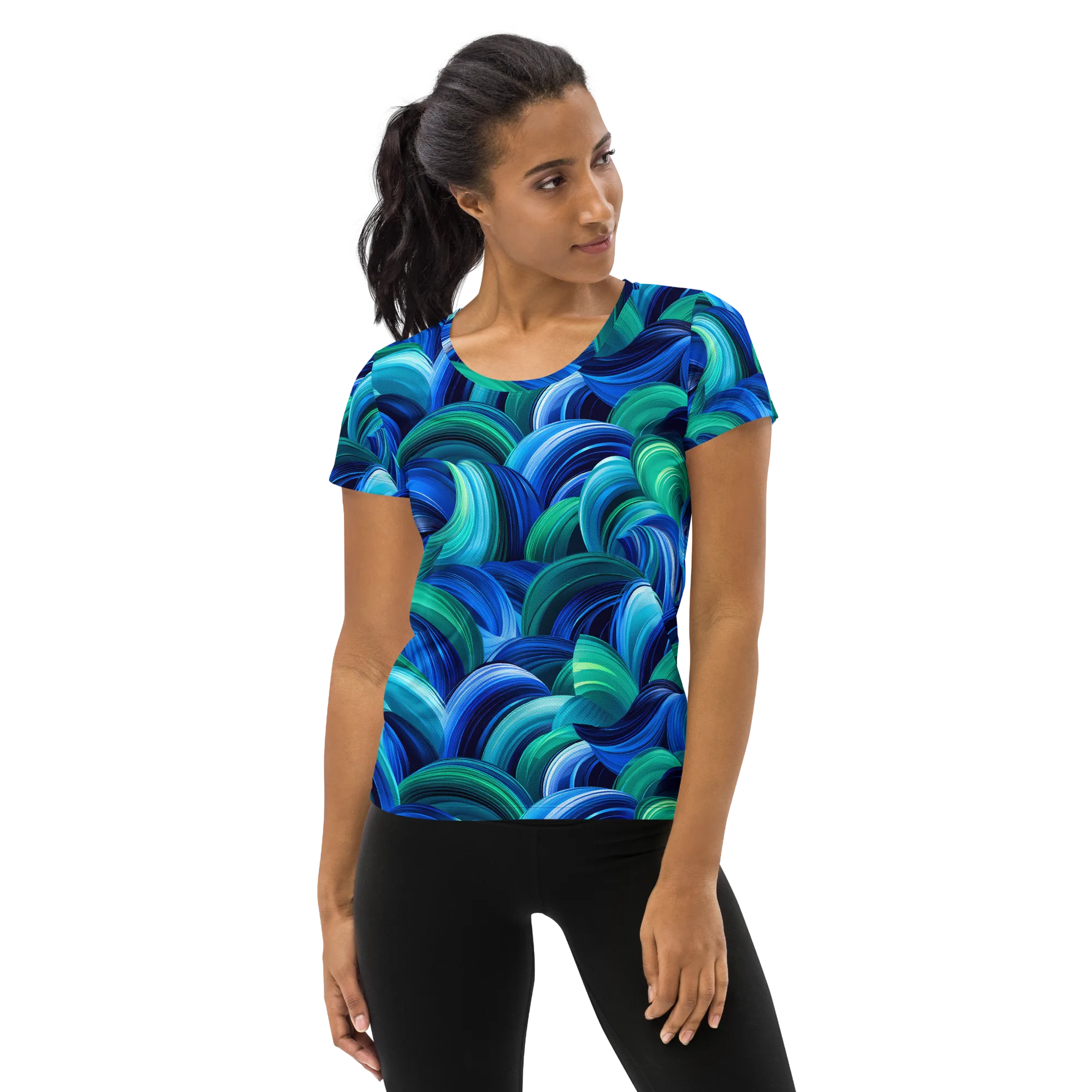 Emerald Surge on Women's Athletic T-Shirt — Front
