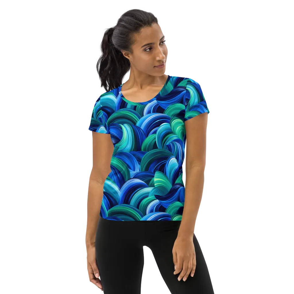 Emerald Surge on Women's Athletic T-Shirt — Front