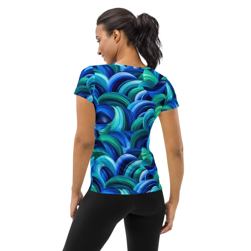 Emerald Surge on Women's Athletic T-Shirt — Back