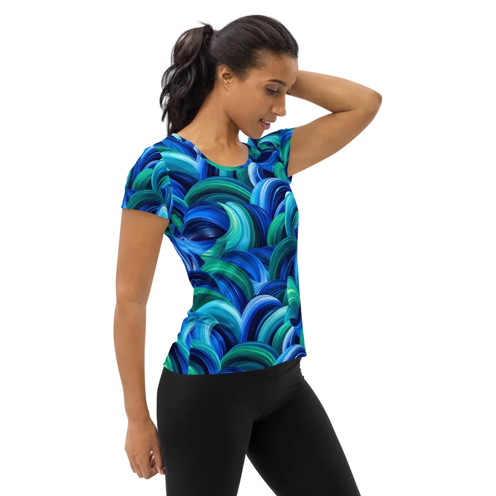 Emerald Surge on Women's Athletic T-Shirt — Right