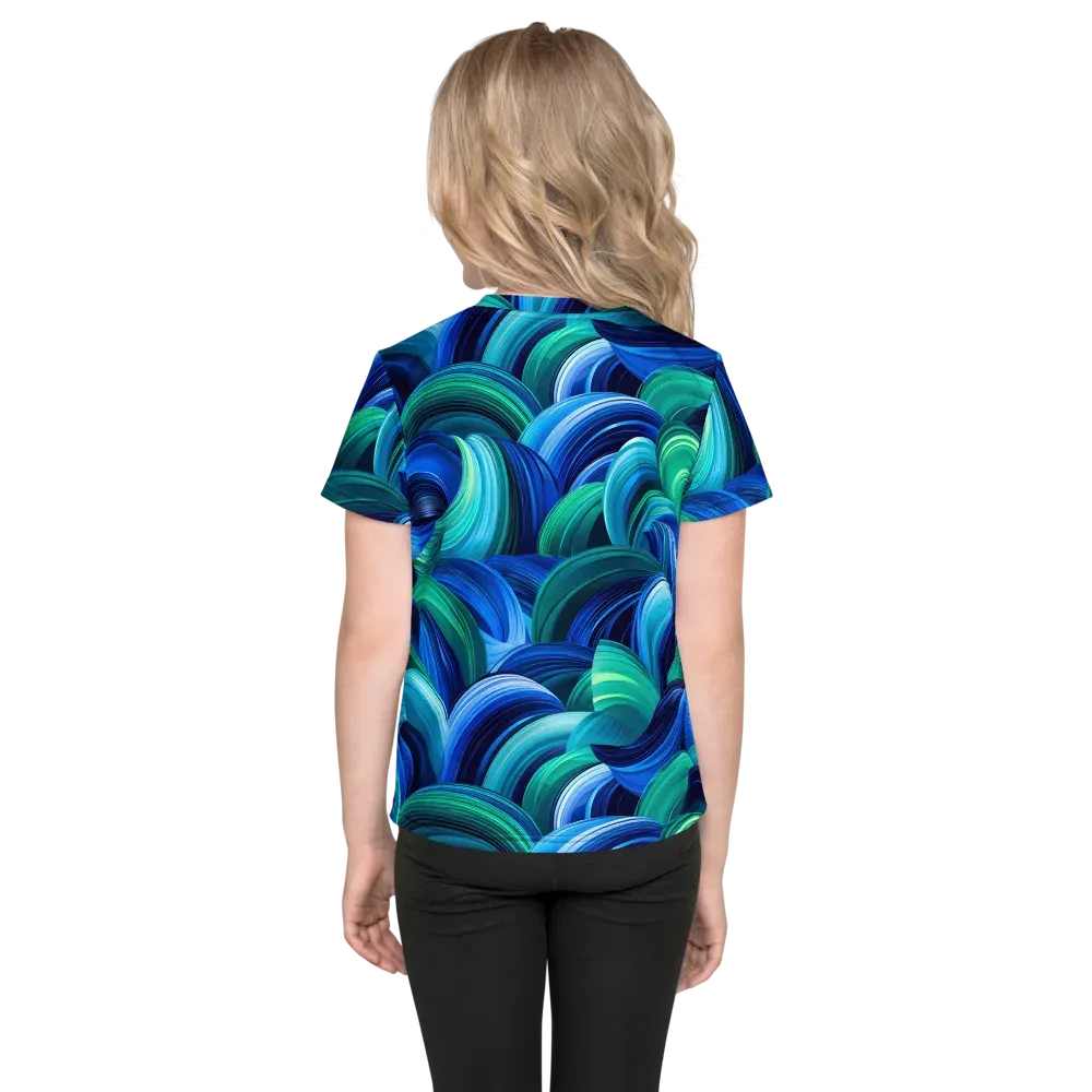 Emerald Surge on Kids Crew Neck T-Shirt — Back