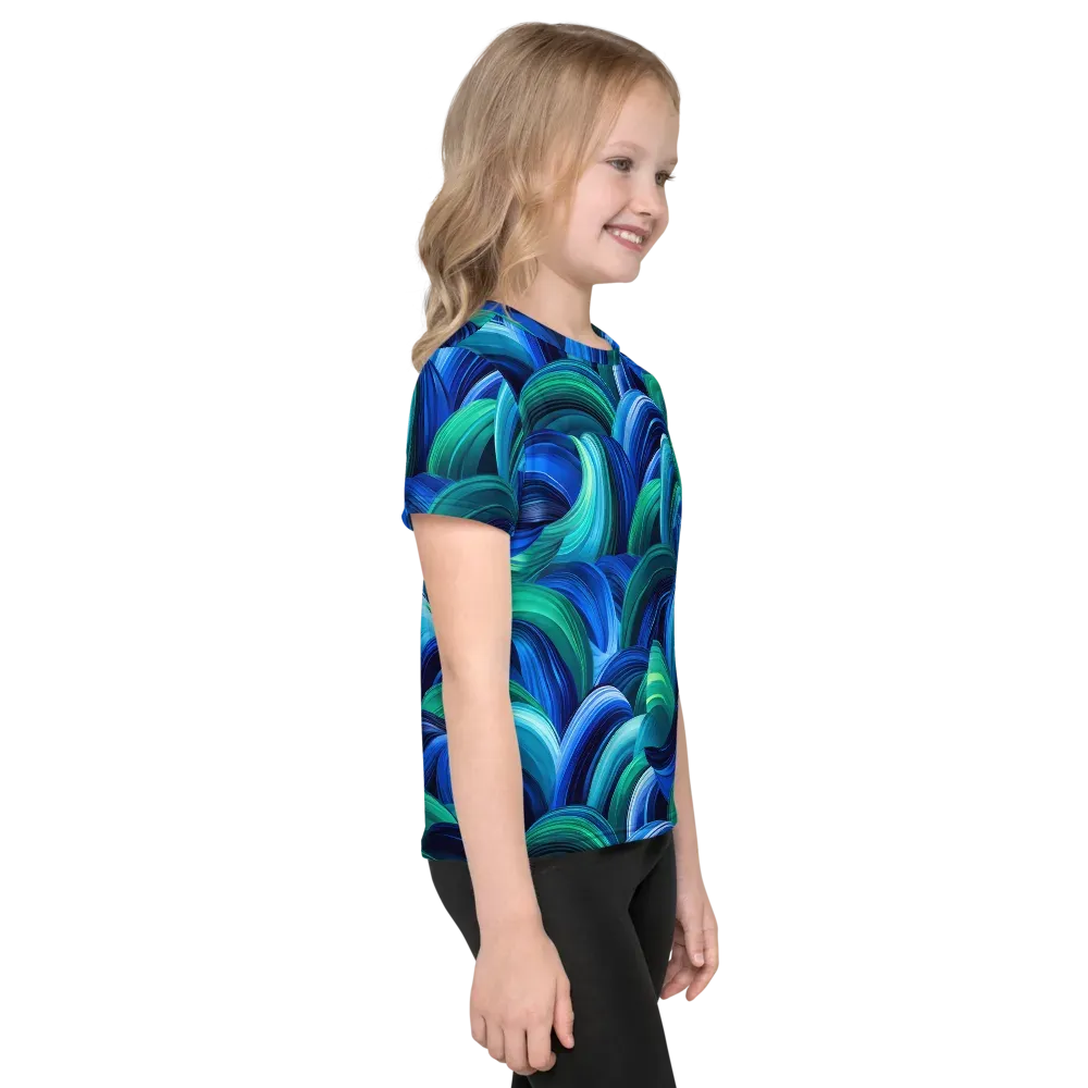 Emerald Surge on Kids Crew Neck T-Shirt — Right