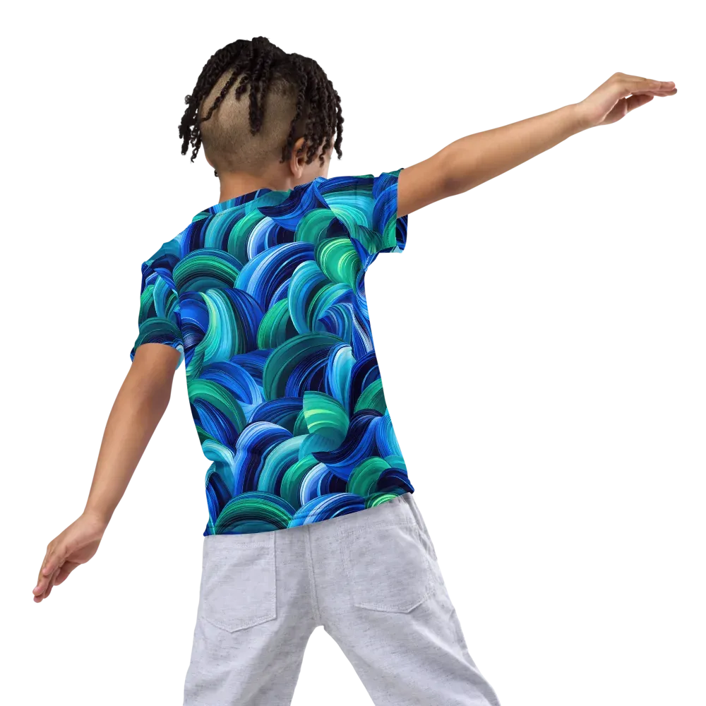 Emerald Surge on Kids Crew Neck T-Shirt — Back