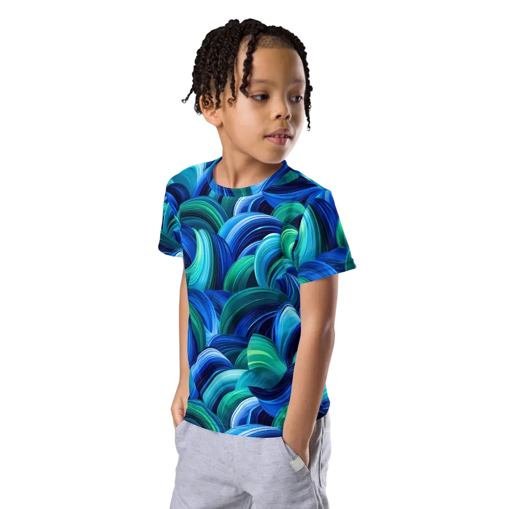 Emerald Surge on Kids Crew Neck T-Shirt — Left Front
