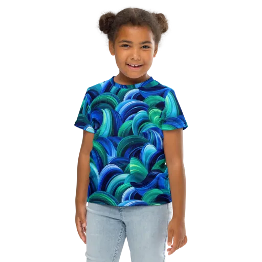 Emerald Surge on a Kids Crew Neck T-Shirt