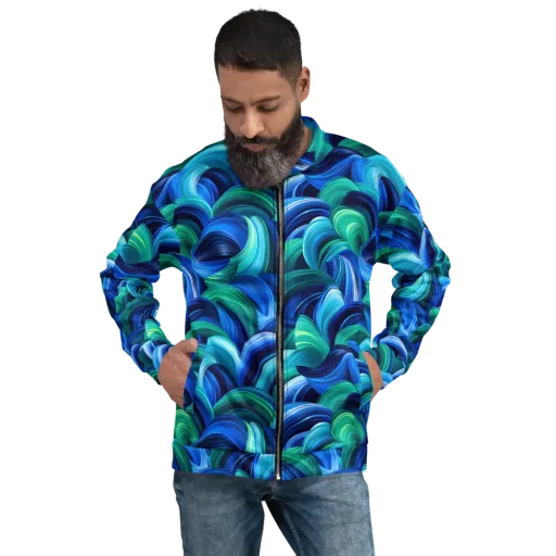 Emerald Surge on a Bomber Jacket