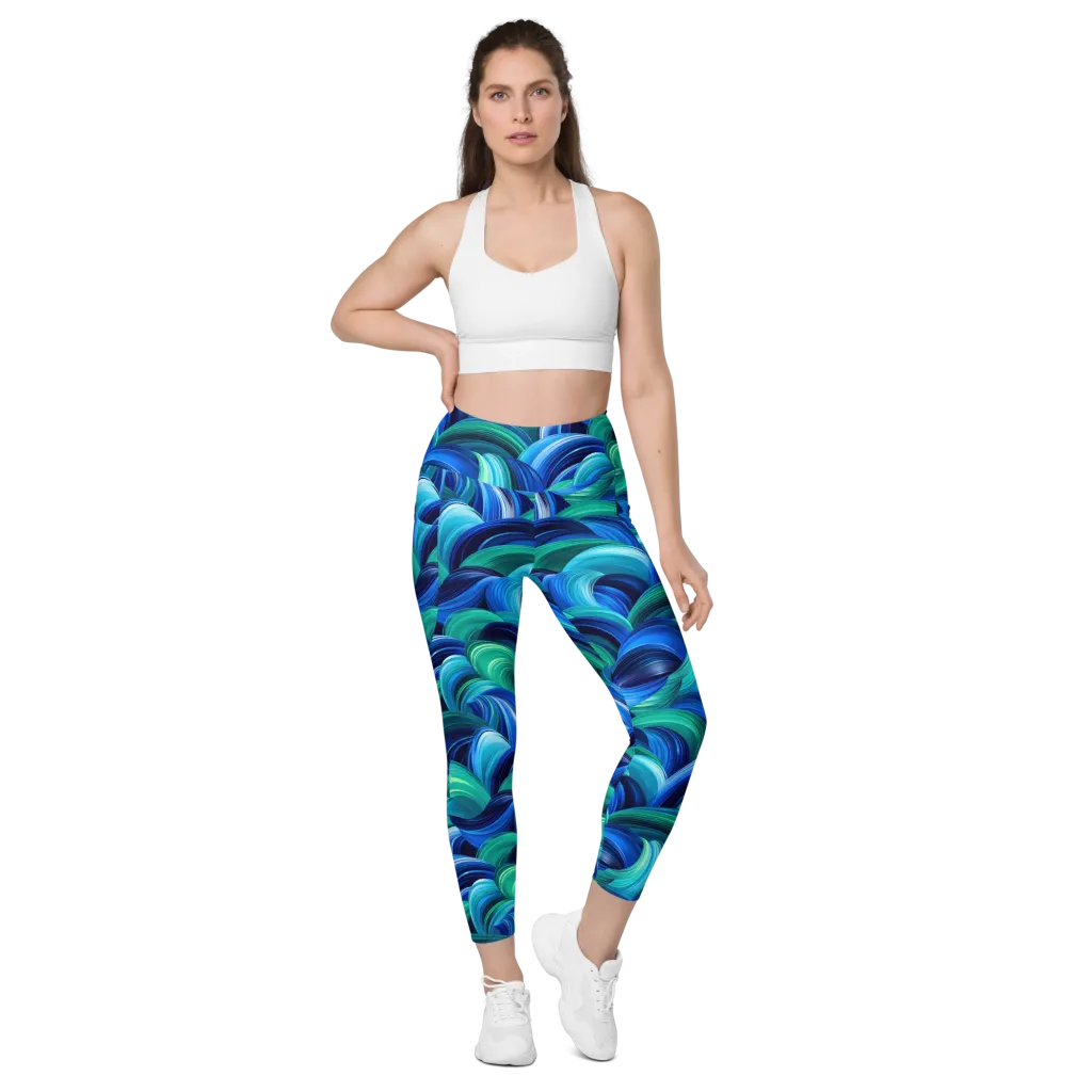 Emerald Surge on Leggings with Pockets — Front