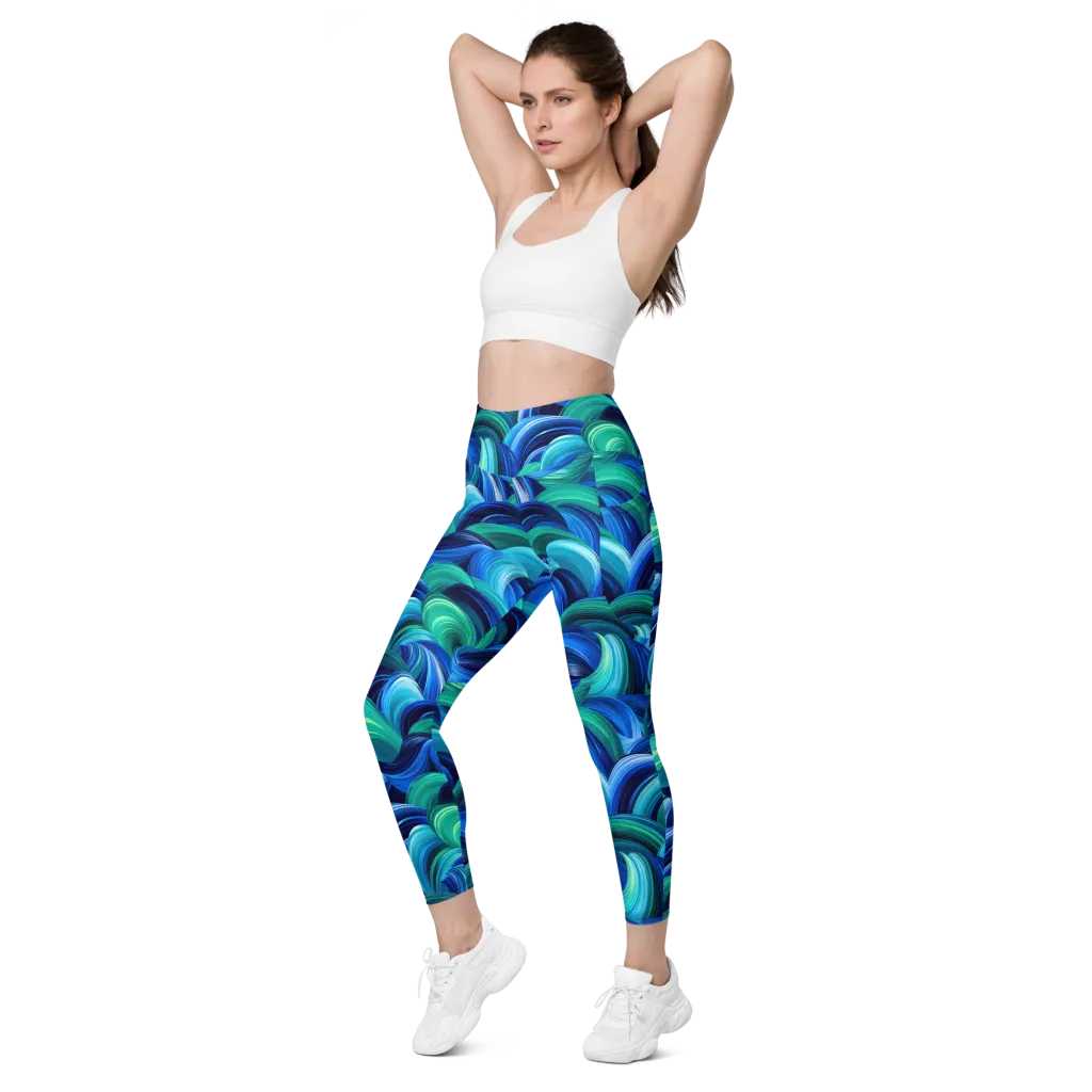 Emerald Surge on Leggings with Pockets — Left Front
