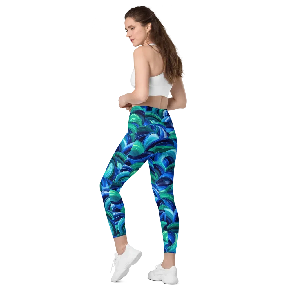 Emerald Surge on Leggings with Pockets — Left Back