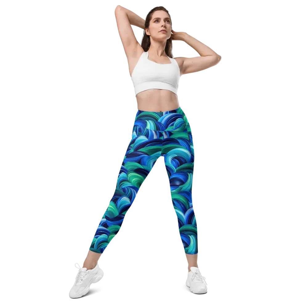 Emerald Surge on Leggings with Pockets — Front