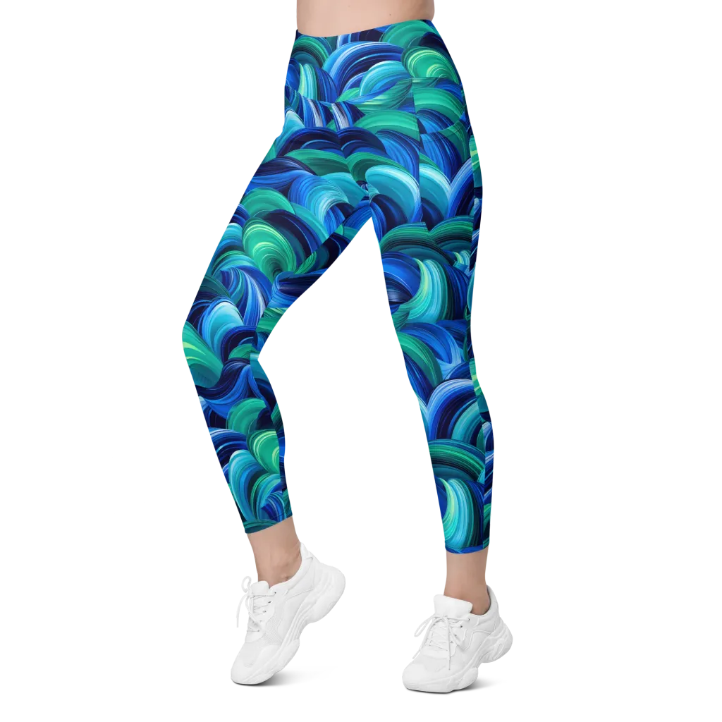 Emerald Surge on Leggings with Pockets — Left Front