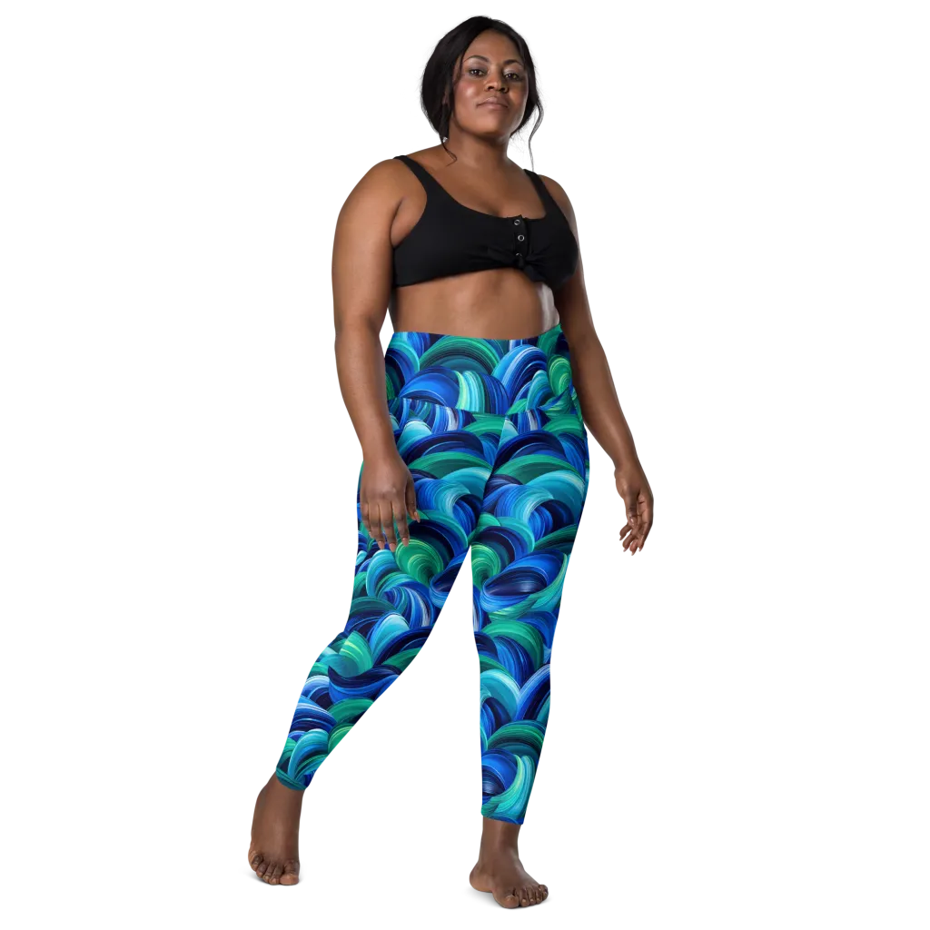 Emerald Surge on Leggings with Pockets — Front