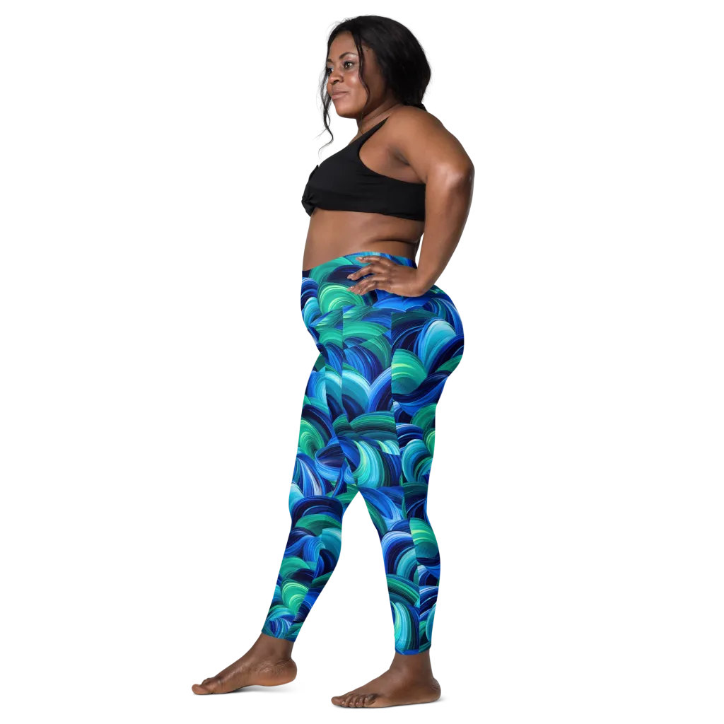 Emerald Surge on Leggings with Pockets — Left