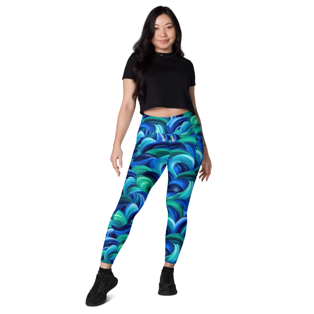 Emerald Surge on Leggings with Pockets — Front